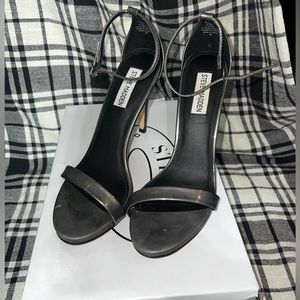 Steve Madden Metallic Pewter Ankle Strap Heels